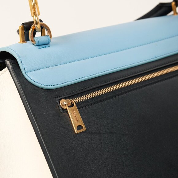 Celine Trapeze Smooth Calfskin Tri-Colour Blue Leather Bag - Picture 13 of 15